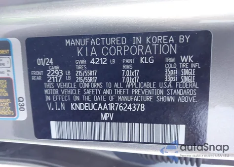 2024 Kia Seltos S from USA, damaged, VIN KNDEUCAA1R7624378
